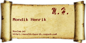 Mondik Henrik névjegykártya